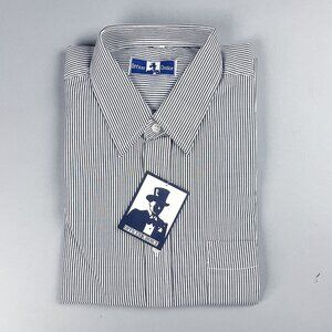 Men's Button Down, Vintage Black and White Fine Striped Long Sleeve Oxford Shirt